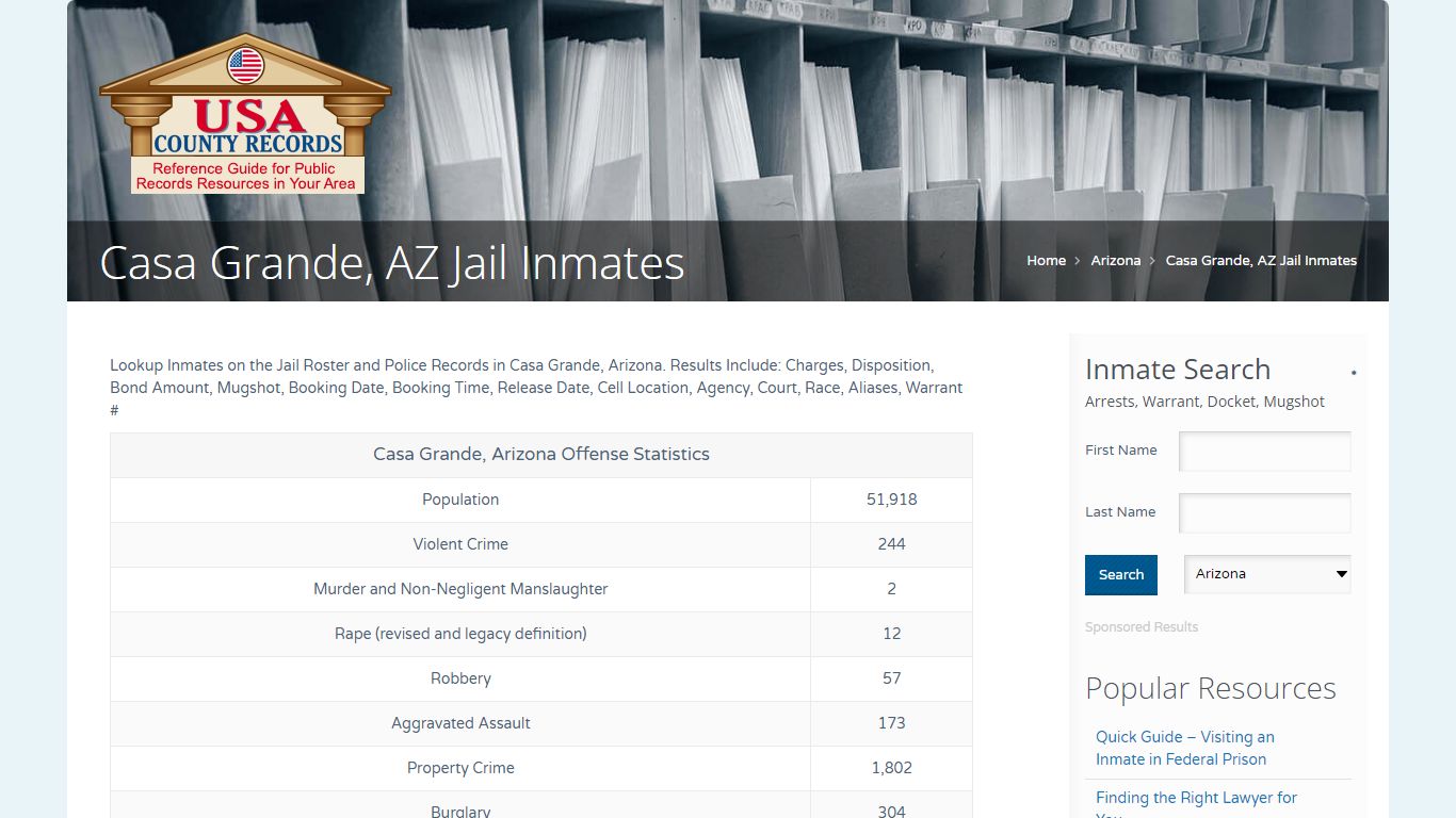 Casa Grande, AZ Jail Inmates | Name Search - USA County Records