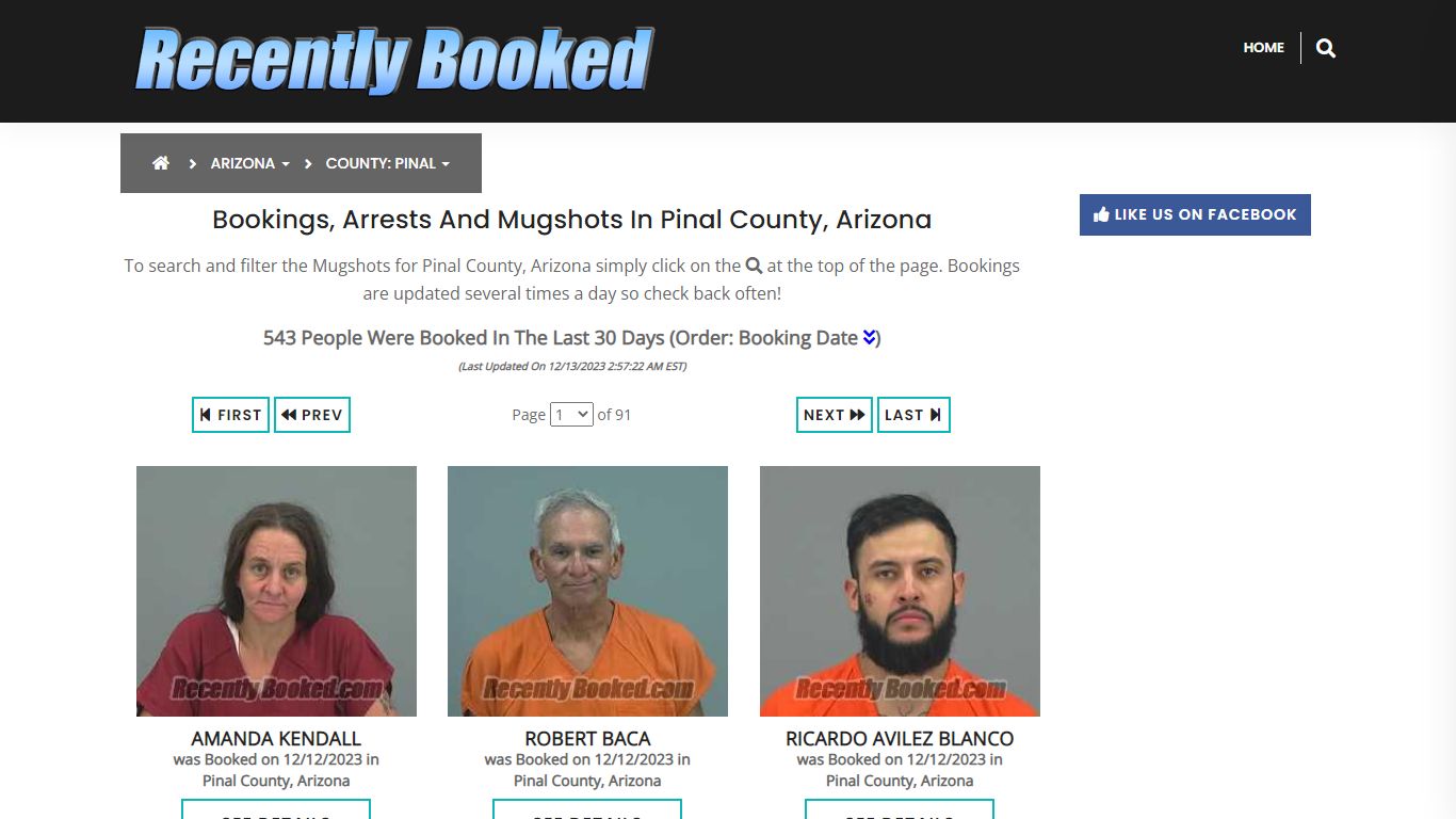 Recent bookings, Arrests, Mugshots in Pinal County, Arizona