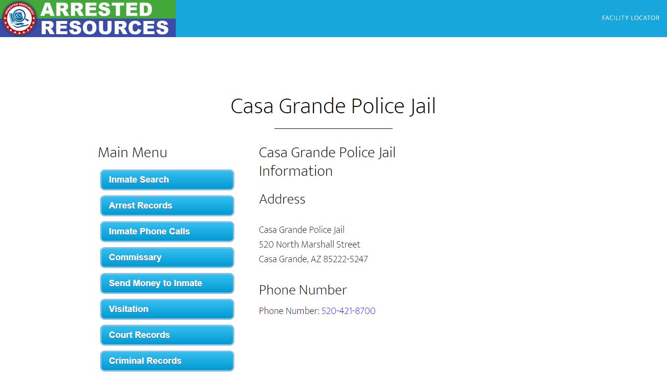 Casa Grande Police Jail - Inmate Search - Casa Grande, AZ